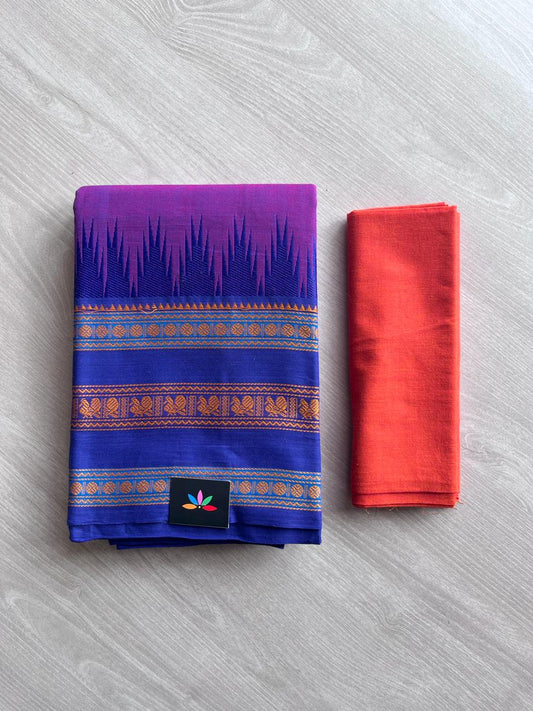 Chettinad Cotton Saree with Thazhampoo border-3371