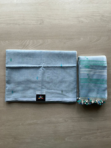 Light Pastel Blue Exclusive Cotton Jamdani 2-piece set- 28809