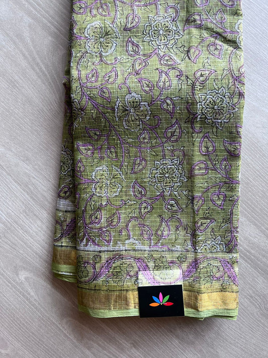 Handblock Printed Kota Doria Saree -10689-10690