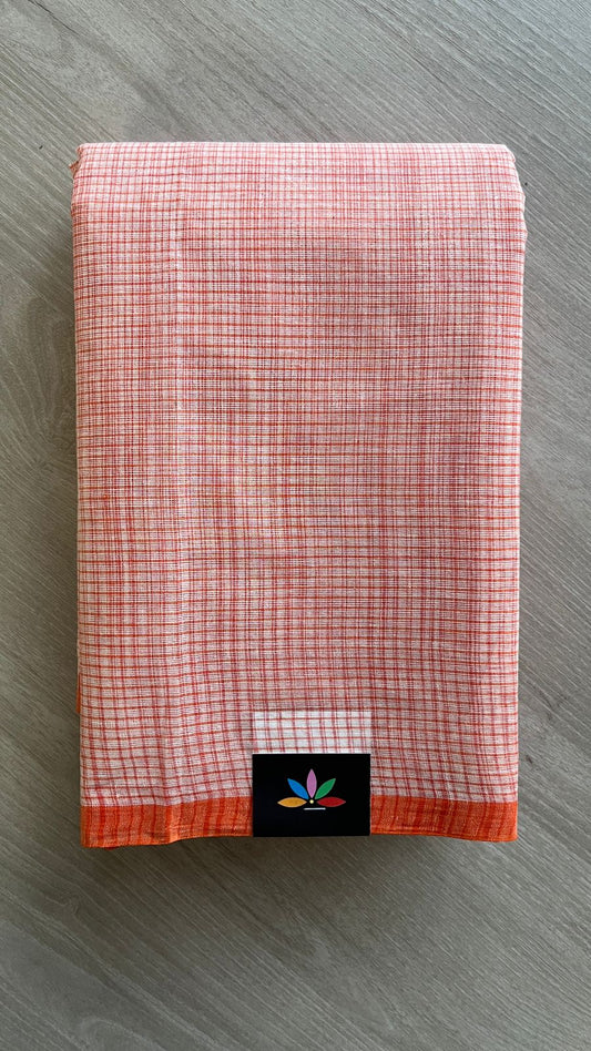 Simple Checked Handloom Cotton Starched Saree (Without blouse) -25950