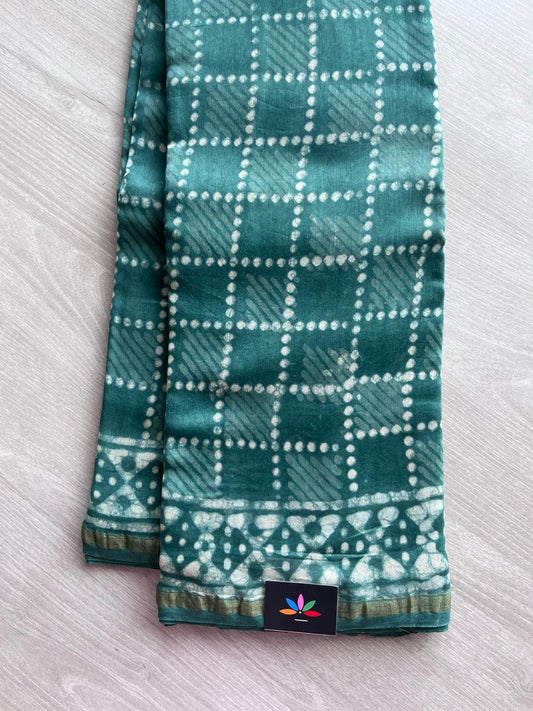 Handblock Printed Chanderi Silk Cotton Saree -10357