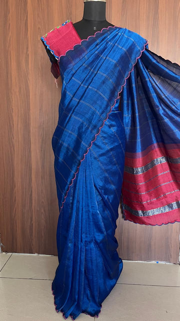 Scallop Border Mangalagiri Silk Cotton Saree-26193