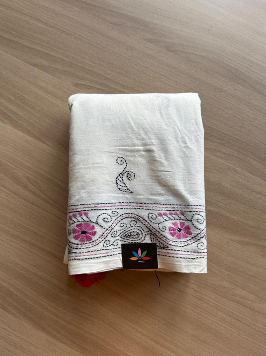 Kantha Stitch Cotton Saree -21974
