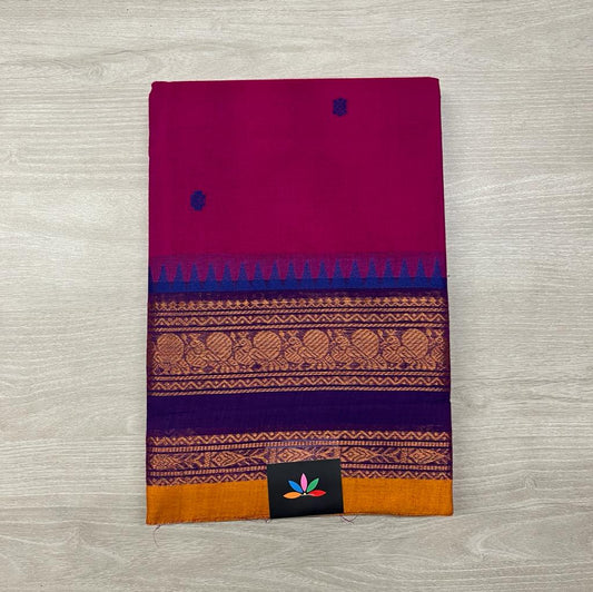 All over Butta Long Border Chettinad Cotton Saree -2792