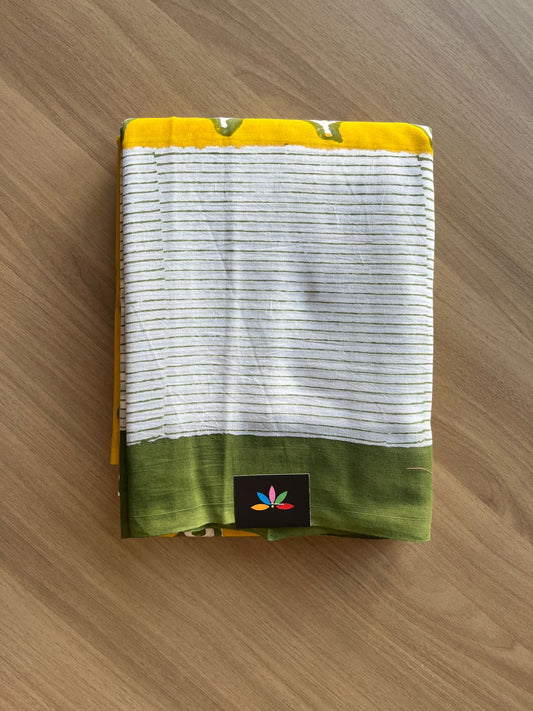 Handblock Printed Mul Cotton Saree-19418-19419