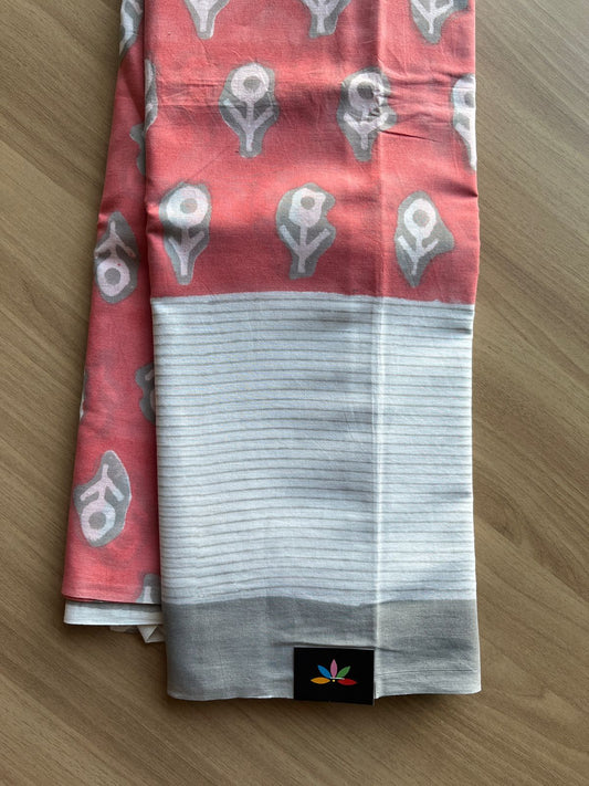 Handblock Printed Mul Cotton Saree-19459-19460