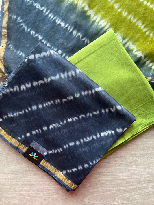 Hand Block Printed Chanderi Cotton Silk 3 Piece Set- 29103