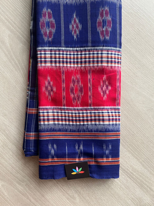 Deep Purple & Red Handloom Orissa Ikkat Cotton Saree (Without blouse) -29478