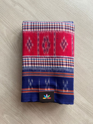 Deep Purple & Red Handloom Orissa Ikkat Cotton Saree (Without blouse) -29478
