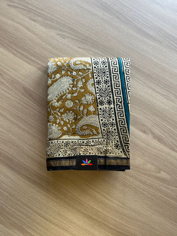 Handblock Printed Chanderi Silk Cotton Saree -10125-10126