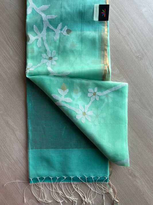 Handwoven Muslin Silk All Over Jamdani Saree -10344