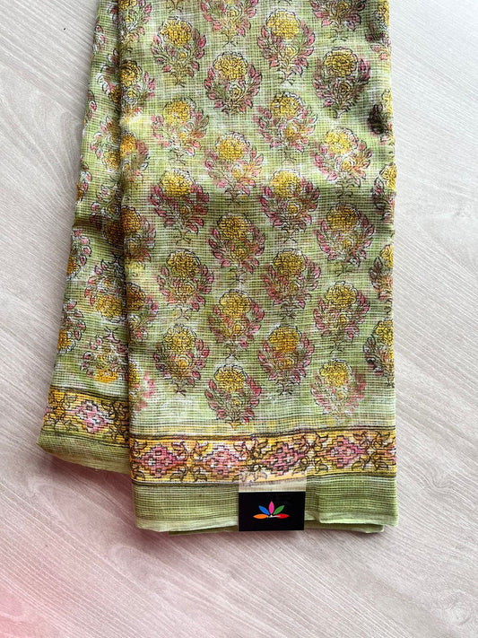 Handblock Printed Kota Doria Saree -10370-10371