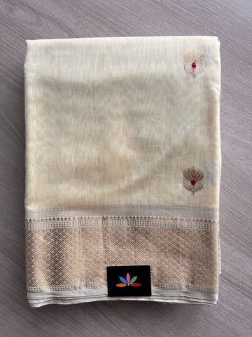 Lotus Menakari Handloom Maheshwari Cotton Silk Saree -11395