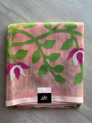 Handwoven Muslin Silk Jamdani Saree -11466