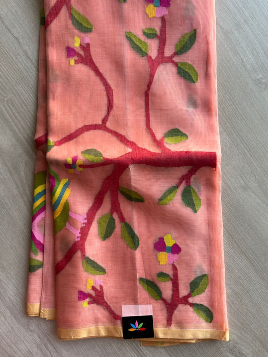 Handwoven Muslin Silk Jamdani Saree -11976