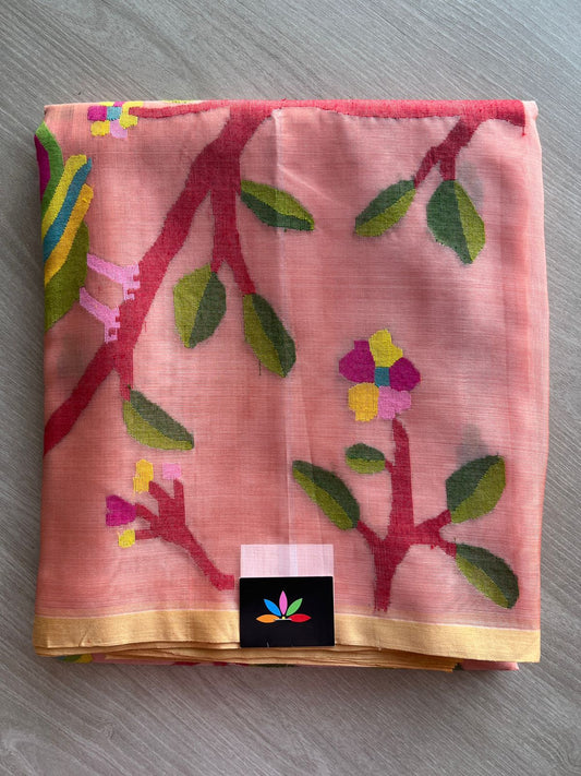 Handwoven Muslin Silk Jamdani Saree -11976