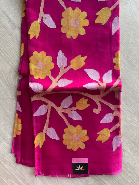 Handwoven Muslin Silk Jamdani Saree -11981