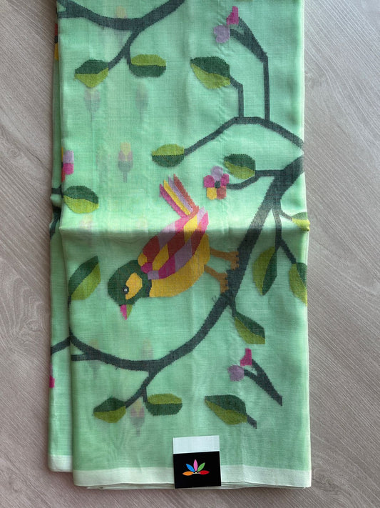 Handwoven Muslin Silk Jamdani Saree - 11985