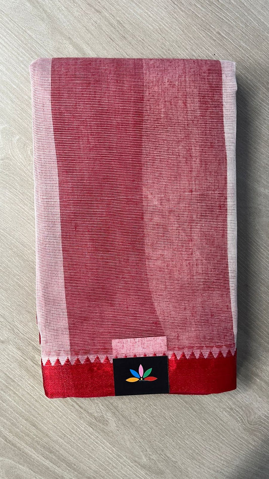 Simple Cotton Saree with Contrast Border (Without blouse) -25954