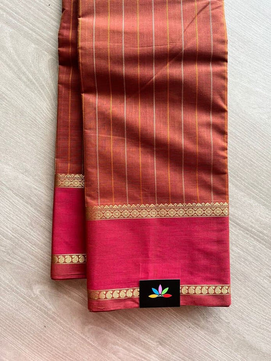 Stripe Handwoven Kanchi Cotton Saree -12123