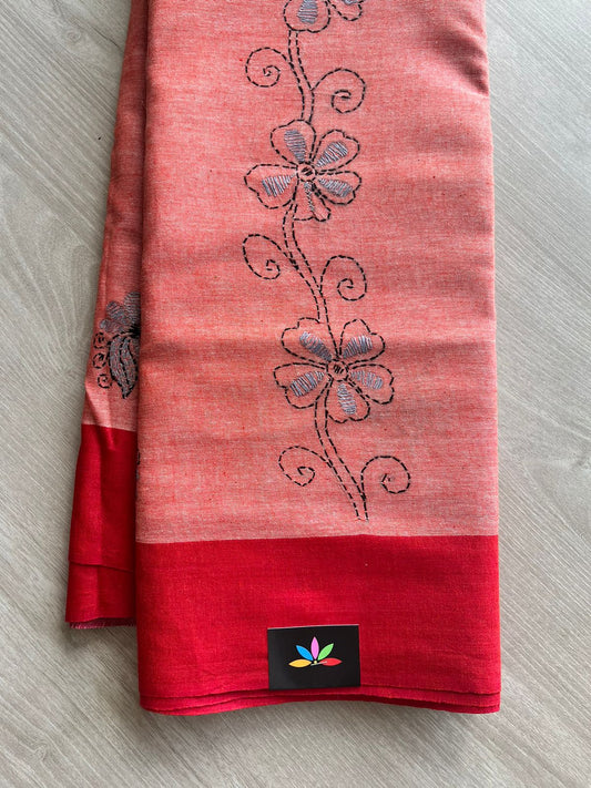 Kantha Stitch Cotton Saree -12140