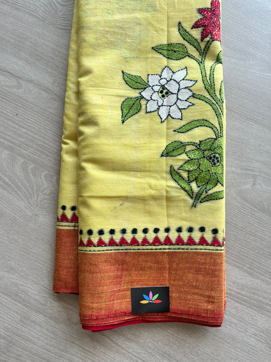 Kantha Stitch Cotton Saree -12143