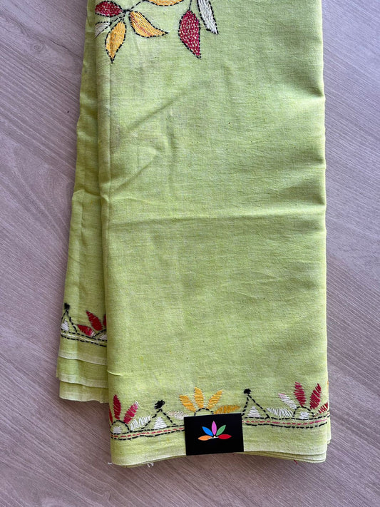 Kantha Stitch Cotton Saree -12146