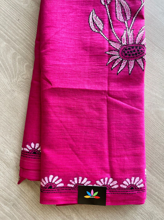 Kantha Stitch Cotton Saree -12149