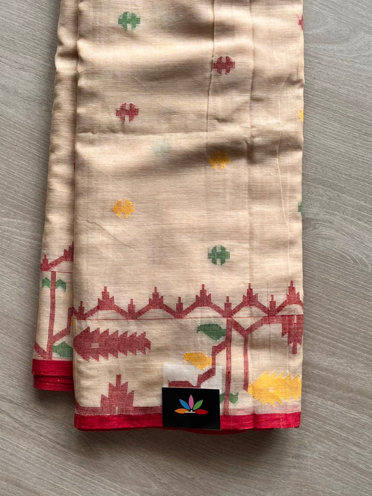 Handwoven Bengal Soft Cotton Jamdani Saree -12163