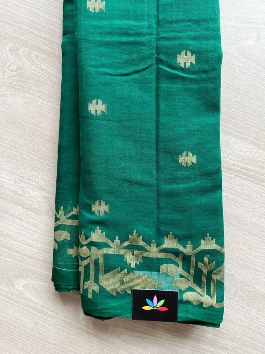 Handwoven Bengal Soft Cotton Jamdani Saree -12164