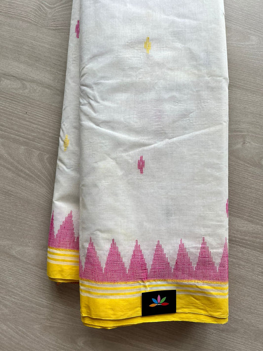 Handwoven Bengal Cotton Jamdani Saree -12168