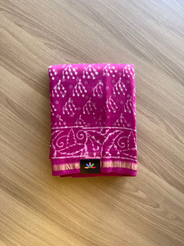 Handblock Printed Chanderi Silk Cotton Saree -12312