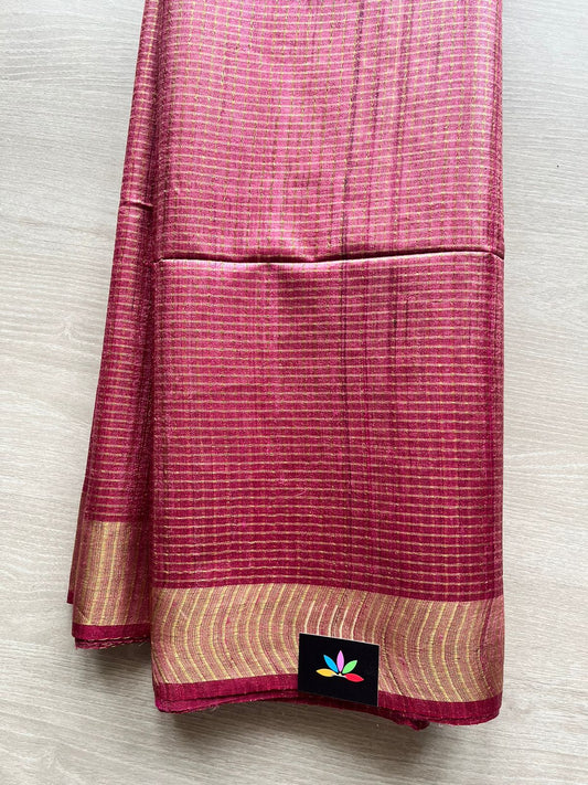 Small Zari Checked Tussar Silk Saree-12717