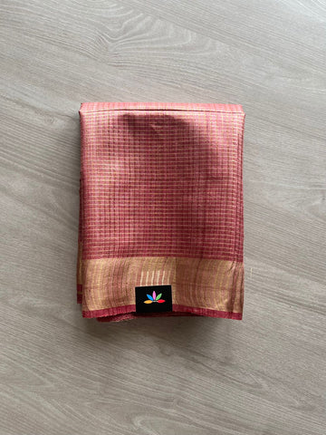 Small Zari Checked Tussar Silk Saree-12718