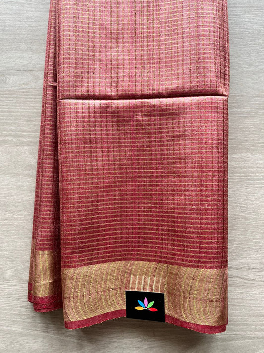 Small Zari Checked Tussar Silk Saree-12718