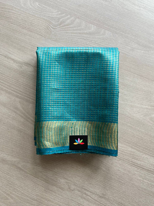 Small Zari Checked Tussar Silk Saree-12719