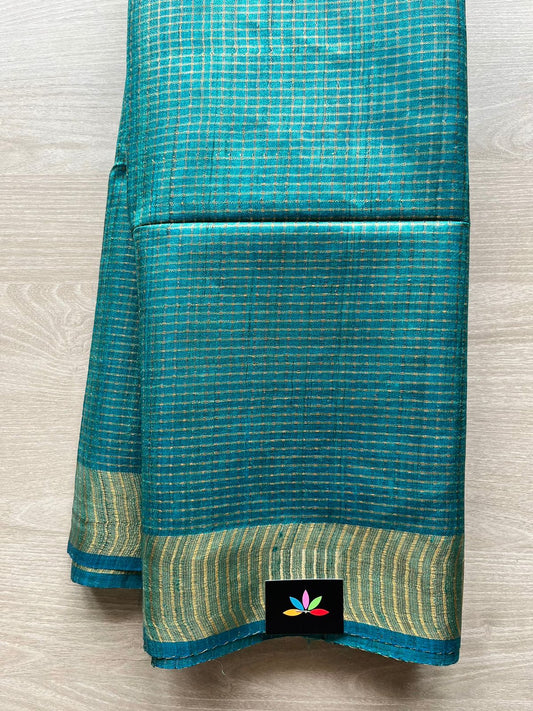 Small Zari Checked Tussar Silk Saree-12719