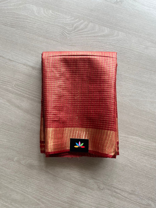 Small Zari Checked Tussar Silk Saree-12720