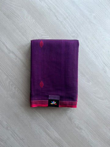 Handwoven Bengal Soft Cotton Jamdani Saree -13095