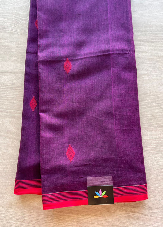 Handwoven Bengal Soft Cotton Jamdani Saree -13095