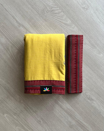 Natural Dyed Ajrakh Patch Work Cotton Saree -12791