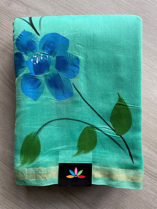 Handbrush Printed Chanderi Silk Cotton Saree -13417-13418