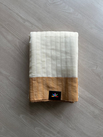 Off-White Handloom Silk Cotton Saree -13507