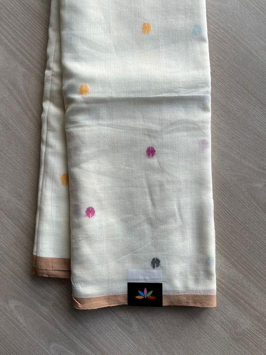 Handwoven Bengal Soft Cotton Jamdani Saree-13525