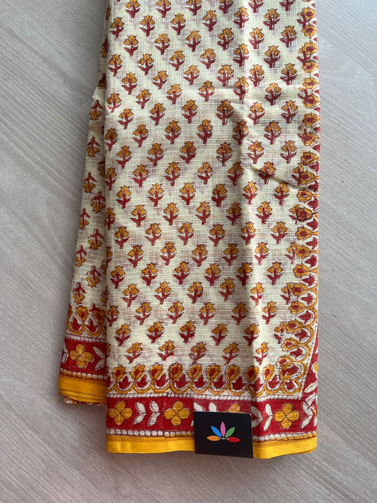 Handblock Printed Kota Cotton Sarees- 13605