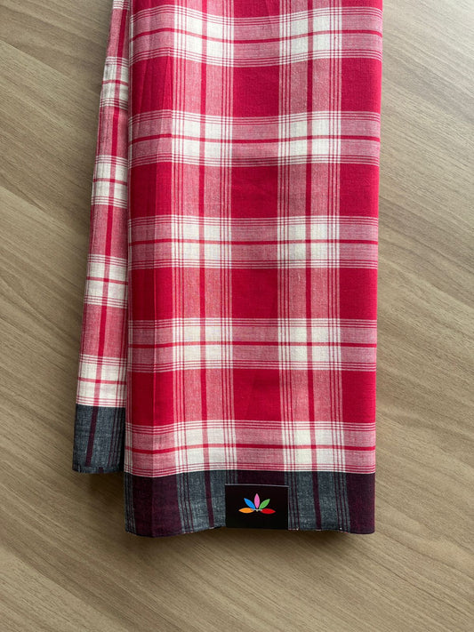 Checked Handloom Cotton Saree -13794