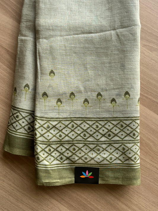 Printed Fine Linen Saree -13800