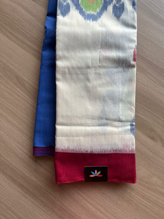 Handwoven Pochampally Ikkat Cotton Saree -13852-13853