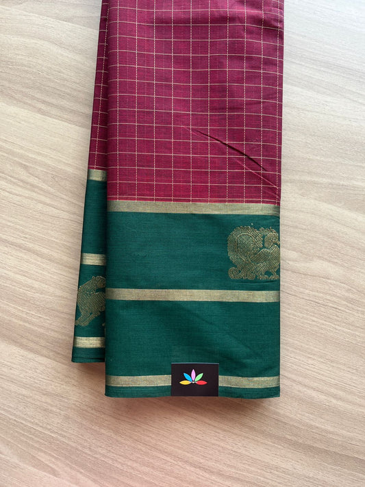 Handwoven Kanchi Cotton Saree -14028