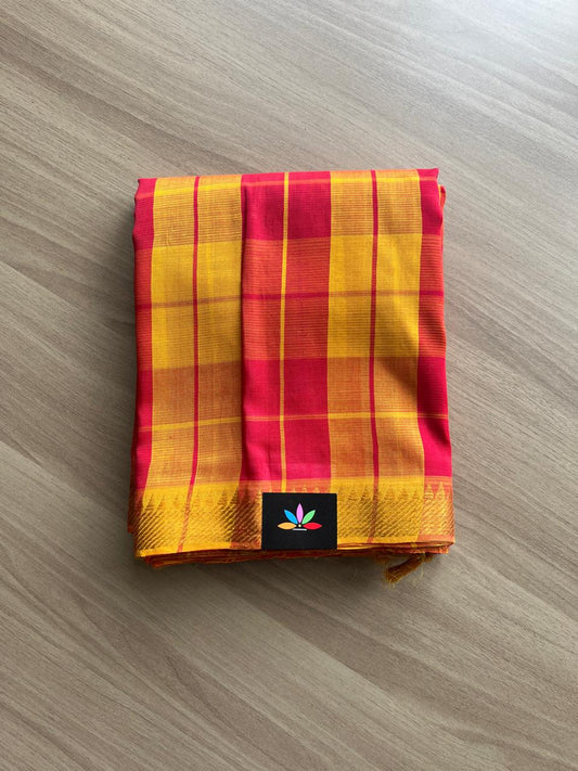 Checked Handloom Mangalagiri Silk Cotton Saree-14188